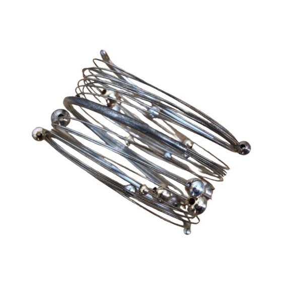 Multi-layer silver wrap bracelet gold and  silver beads - Picture 7 of 8